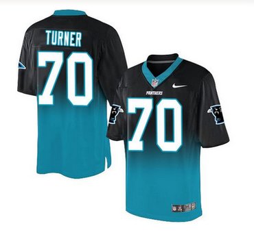 Nike Carolina Panthers #70 Trai Turner BlackBlue Men's Stitched NFL Elite Fadeaway Fashion Jersey