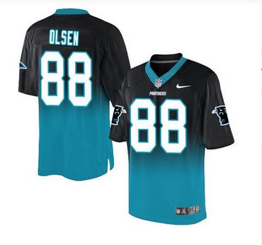 Nike Carolina Panthers #88 Greg Olsen BlackBlue Men's Stitched NFL Elite Fadeaway Fashion Jersey