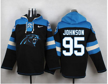 Nike Carolina Panthers #95 Charles Johnson Black Player Pullover NFL Hoodie