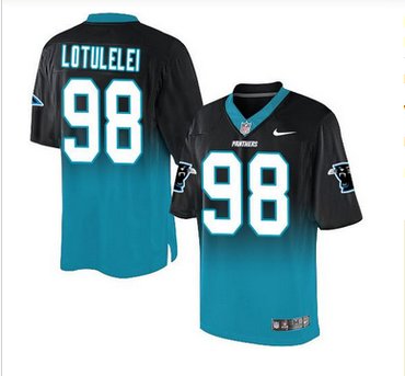 Nike Carolina Panthers #98 Star Lotulelei BlackBlue Men's Stitched NFL Elite Fadeaway Fashion Jersey