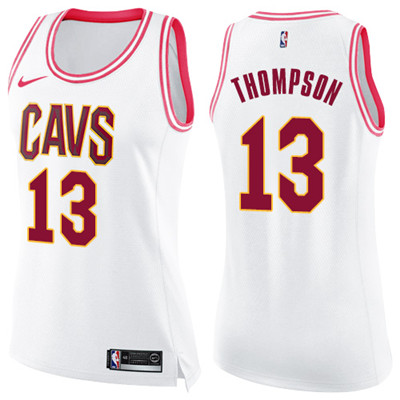 Nike Cavaliers #13 Tristan Thompson White Pink Women's NBA Swingman Fashion Jersey