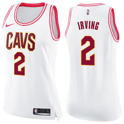 Nike Cavaliers #2 Kyrie Irving White Pink Women's NBA Swingman Fashion Jersey