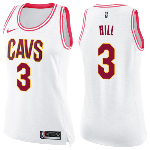 Nike Cavaliers #3 George Hill White Pink Women's NBA Swingman Fashion Jersey