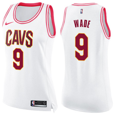 Nike Cavaliers #9 Dwyane Wade White Pink Women's NBA Swingman Fashion Jersey