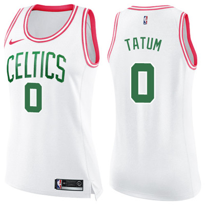 Nike Celtics #0 Jayson Tatum White Pink Women's NBA Swingman Fashion Jersey