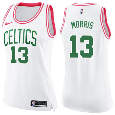 Nike Celtics #13 Marcus Morris White Pink Women's NBA Swingman Fashion Jersey