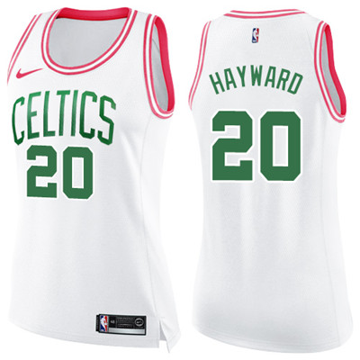 Nike Celtics #20 Gordon Hayward White Pink Women's NBA Swingman Fashion Jersey