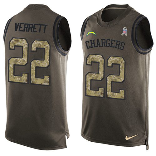 Nike Chargers #22 Jason Verrett Green Men's Stitched NFL Limited Salute To Service Tank Top Jersey Nike Chargers #22 Jason Verrett Green Men's Stitched NFL Limited Salute To Service Tank Top Jersey