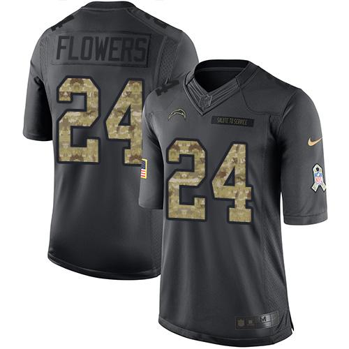 Nike Chargers #24 Brandon Flowers Black Men's Stitched NFL Limited 2016 Salute to Service Jersey Nike Chargers #24 Brandon Flowers Black Men's Stitched NFL Limited 2016 Salute to Service Jersey