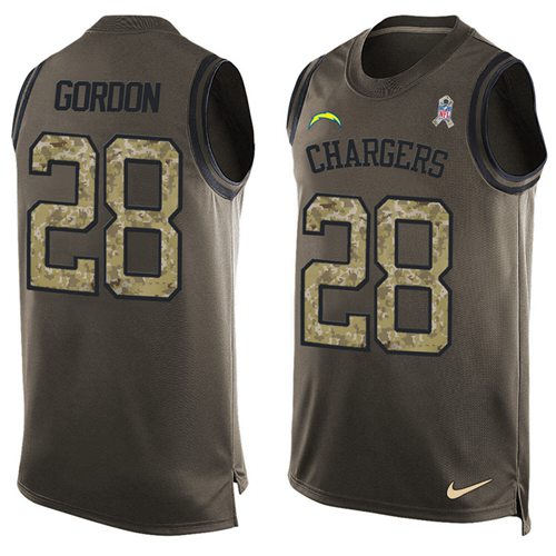 Nike Chargers #28 Melvin Gordon Green Men's Stitched NFL Limited Salute To Service Tank Top Jersey Nike Chargers #28 Melvin Gordon Green Men's Stitched NFL Limited Salute To Service Tank Top Jersey