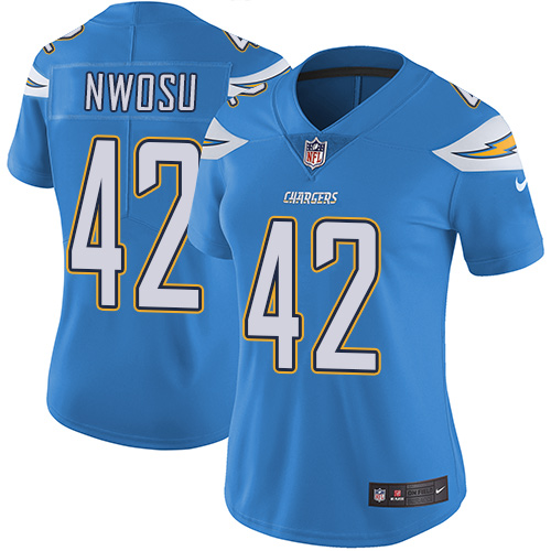 Nike Chargers #42 Uchenna Nwosu Electric Blue Alternate Women's Stitched NFL Vapor Untouchable Limited Jersey Nike Chargers #42 Uchenna Nwosu Electric Blue Alternate Women's Stitched NFL Vapor Untouchable Limited Jersey