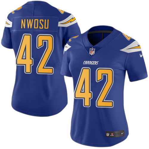 Nike Chargers #42 Uchenna Nwosu Electric Blue Women's Stitched NFL Limited Rush Jersey Nike Chargers #42 Uchenna Nwosu Electric Blue Women's Stitched NFL Limited Rush Jersey
