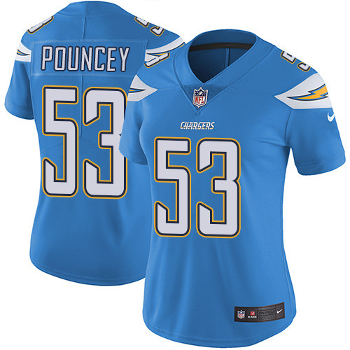 Nike Chargers #53 Mike Pouncey Electric Blue Alternate Women's Stitched NFL Vapor Untouchable Limited Jersey Nike Chargers #53 Mike Pouncey Electric Blue Alternate Women's Stitched NFL Vapor Untouchable Limited Jersey