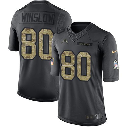 Nike Chargers #80 Kellen Winslow Black Men's Stitched NFL Limited 2016 Salute to Service Jersey Nike Chargers #80 Kellen Winslow Black Men's Stitched NFL Limited 2016 Salute to Service Jersey