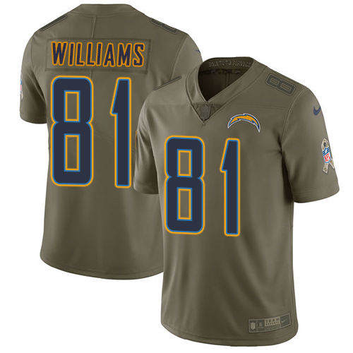Nike Chargers #81 Mike Williams Olive Youth Stitched NFL Limited 2017 Salute to Service Jersey Nike Chargers #81 Mike Williams Olive Youth Stitched NFL Limited 2017 Salute to Service Jersey
