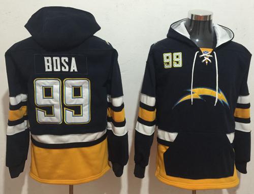 Nike Chargers #99 Joey Bosa Navy Blue Gold Name & Number Pullover NFL Hoodie