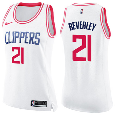 Nike Clippers #21 Patrick Beverley White Pink Women's NBA Swingman Fashion Jersey