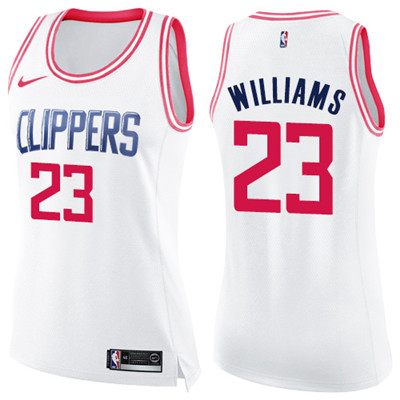 Nike Clippers #23 Louis Williams White Pink Women's NBA Swingman Fashion Jersey