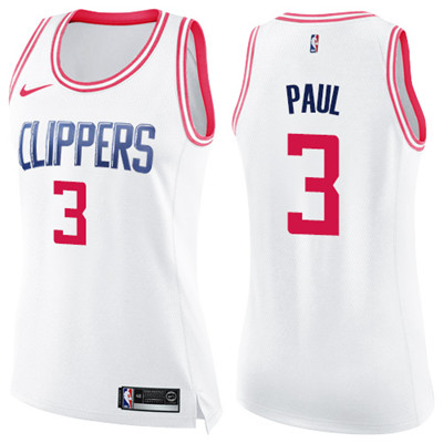 Nike Clippers #3 Chris Paul White Pink Women's NBA Swingman Fashion Jersey