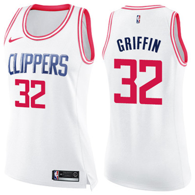 Nike Clippers #32 Blake Griffin White Pink Women's NBA Swingman Fashion Jersey