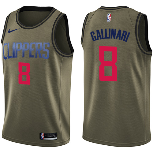 Nike Clippers #8 Danilo Gallinari Green Salute to Service NBA Swingman Jersey Nike Clippers #8 Danilo Gallinari Green Salute to Service NBA Swingman Jersey