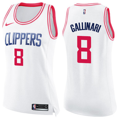 Nike Clippers #8 Danilo Gallinari White Pink Women's NBA Swingman Fashion Jersey