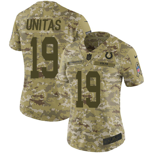 Nike Colts #19 Johnny Unitas Camo Women's Stitched NFL Limited 2018 Salute to Service Jersey Nike Colts #19 Johnny Unitas Camo Women's Stitched NFL Limited 2018 Salute to Service Jersey