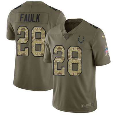 Nike Colts #28 Marshall Faulk Olive Camo Youth Stitched NFL Limited 2017 Salute to Service Jersey