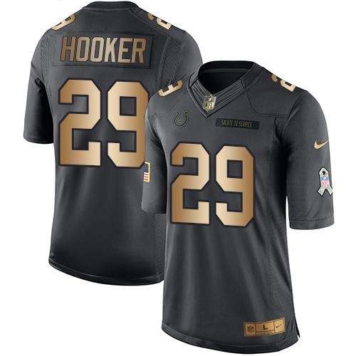 Nike Colts #29 Malik Hooker Black Men's Stitched NFL Limited Gold Salute To Service Jersey