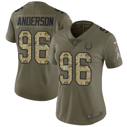 Nike Colts #96 Henry Anderson Olive Camo Women's Stitched NFL Limited 2017 Salute to Service Jersey