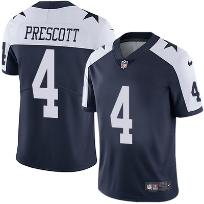 Nike Cowboys #4 Dak Prescott Navy Blue Thanksgiving Men's Customized Stitched NFL Vapor Untouchable Limited Throwback Jersey Nike Cowboys #4 Dak Prescott Navy Blue Thanksgiving Men's Customized Stitched NFL Vapor Untouchable Limited Throwback Jersey