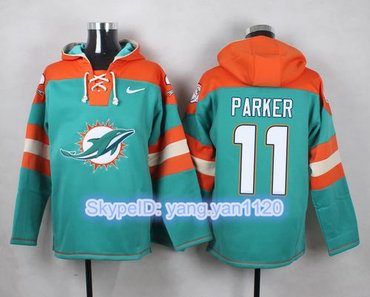Nike Dolphins #11 DeVante Parker Aqua Green Player Pullover NFL Hoodie