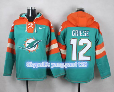 Nike Dolphins #12 Bob Griese Aqua Green Player Pullover NFL Hoodie