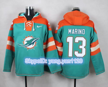 Nike Dolphins #13 Dan Marino Aqua Green Player Pullover NFL Hoodie