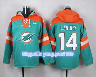 Nike Dolphins #14 Jarvis Landry Aqua Green Player Pullover NFL Hoodie