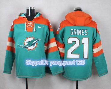 Nike Dolphins #21 Brent Grimes Aqua Green Player Pullover NFL Hoodie