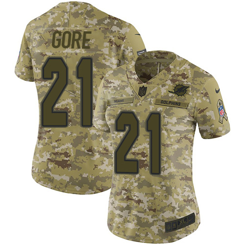 Nike Dolphins #21 Frank Gore Camo Women's Stitched NFL Limited 2018 Salute to Service Jersey Nike Dolphins #21 Frank Gore Camo Women's Stitched NFL Limited 2018 Salute to Service Jersey