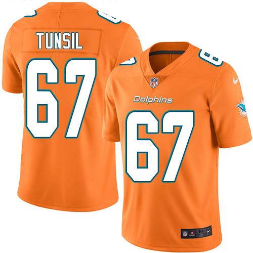 Nike Dolphins #67 Laremy Tunsil Orange Men's Stitched NFL Limited Rush Jersey Nike Dolphins #67 Laremy Tunsil Orange Men's Stitched NFL Limited Rush Jersey