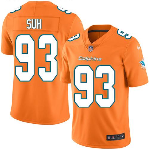 Nike Dolphins #93 Ndamukong Suh Orange Men's Stitched NFL Limited Rush Jersey Nike Dolphins #93 Ndamukong Suh Orange Men's Stitched NFL Limited Rush Jersey