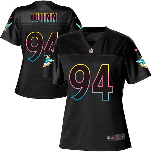 Nike Dolphins #94 Robert Quinn Black Women's NFL Fashion Game Jersey