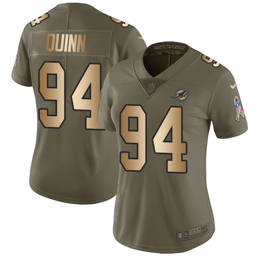 Nike Dolphins #94 Robert Quinn Olive Gold Women's Stitched NFL Limited 2017 Salute to Service Jersey Nike Dolphins #94 Robert Quinn Olive Gold Women's Stitched NFL Limited 2017 Salute to Service Jersey