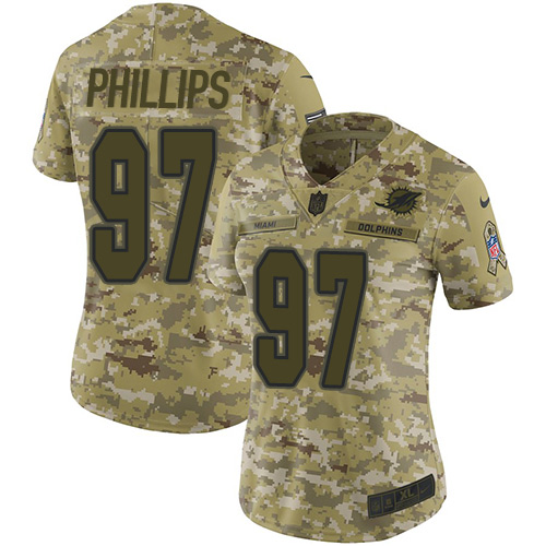 Nike Dolphins #97 Jordan Phillips Camo Women's Stitched NFL Limited 2018 Salute to Service Jersey Nike Dolphins #97 Jordan Phillips Camo Women's Stitched NFL Limited 2018 Salute to Service Jersey