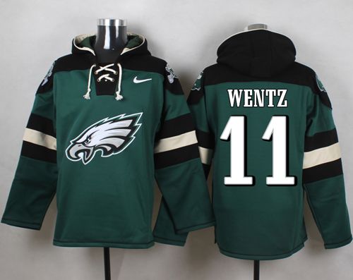 Nike Eagles #11 Carson Wentz Midnight Green Player Pullover Hoodie Nike Eagles #11 Carson Wentz Midnight Green Player Pullover Hoodie