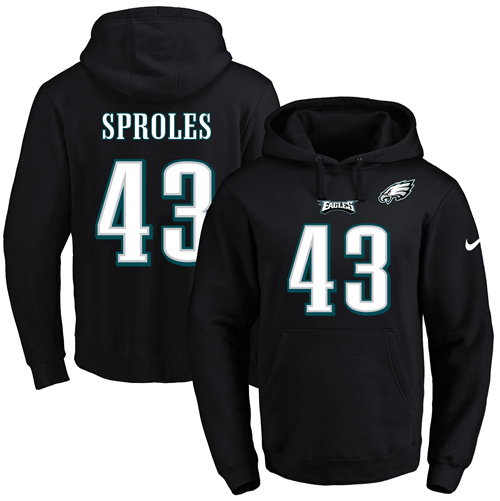 Nike Eagles #43 Darren Sproles Black Name & Number Pullover NFL Hoodie Nike Eagles #43 Darren Sproles Black Name & Number Pullover NFL Hoodie