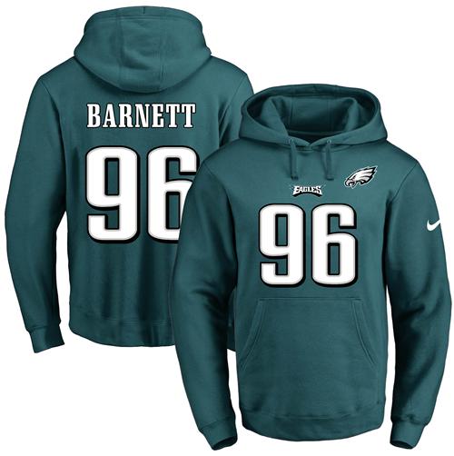 Nike Eagles #96 Derek Barnett Midnight Green Name & Number Pullover NFL Hoodie Nike Eagles #96 Derek Barnett Midnight Green Name & Number Pullover NFL Hoodie