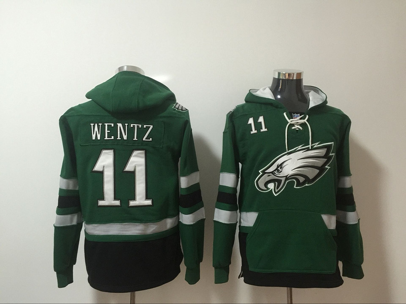 Nike Eagles 11 Carson Wentz Green All Stitched Hooded Sweatshirt Nike Eagles 11 Carson Wentz Green All Stitched Hooded Sweatshirt