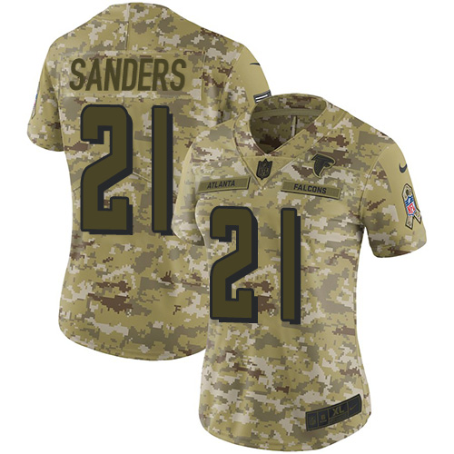 Nike Falcons #21 Deion Sanders Camo Women's Stitched NFL Limited 2018 Salute to Service Jersey Nike Falcons #21 Deion Sanders Camo Women's Stitched NFL Limited 2018 Salute to Service Jersey