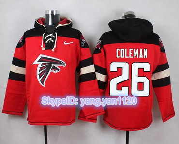Nike Falcons #26 Tevin Coleman Red Player Pullover NFL Hoodie Nike Falcons #26 Tevin Coleman Red Player Pullover NFL Hoodie