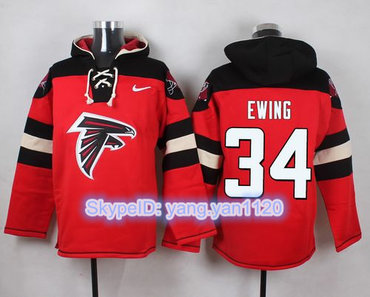 Nike Falcons #34 Bradie Ewing Red Player Pullover NFL Hoodie