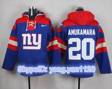 Nike Giants #20 Prince Amukamara Royal Blue Player Pullover NFL Hoodie